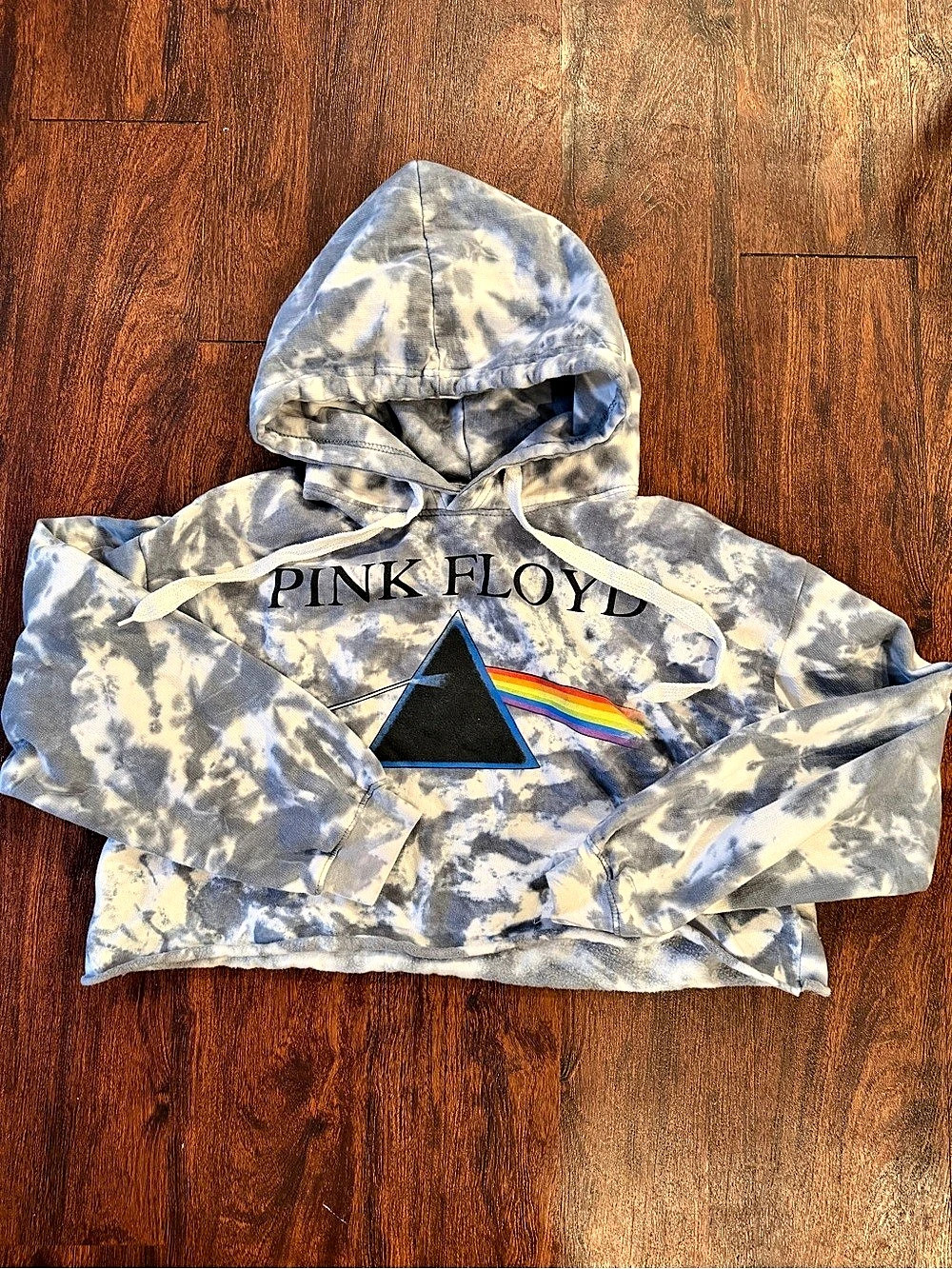 Pink Floyd Dark Side of the Moon Tie-Dye Cropped Hoodie